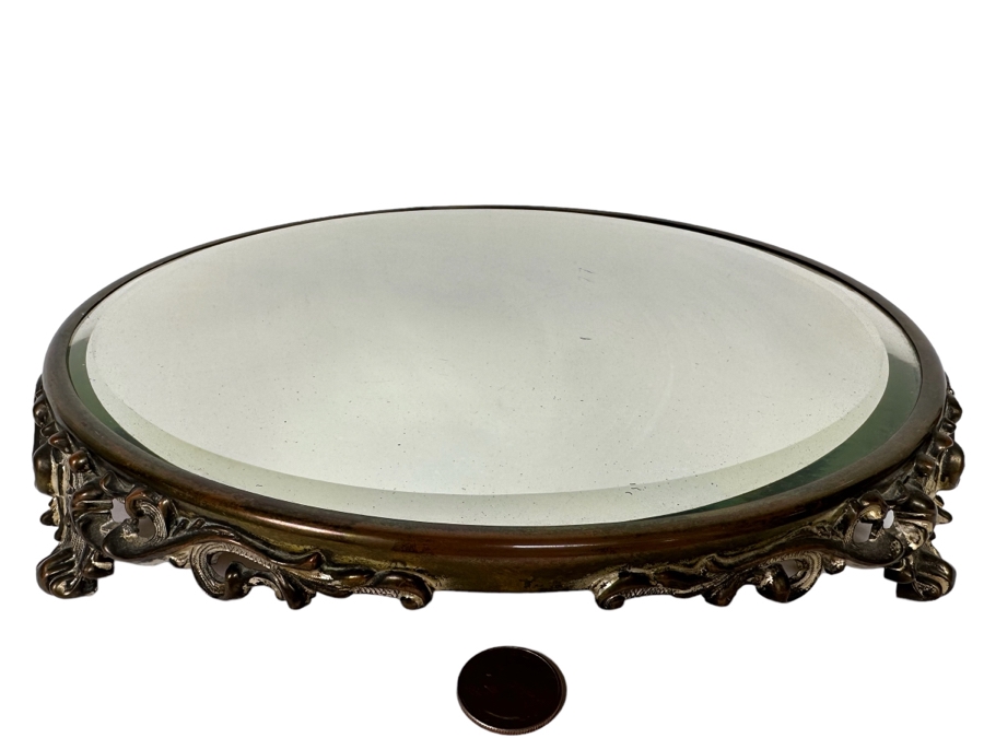 Antique Beveled Glass Table Plateau Mirror 12R [Photo 1]