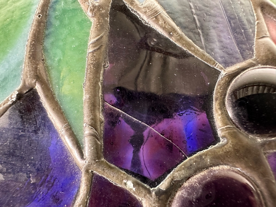 Stunning Stained Glass Dragonfly Tiffany Style Lamp Shade With Ornate Vintage Brass Metal Lamp Heavy 19W X 26H [Photo 19]