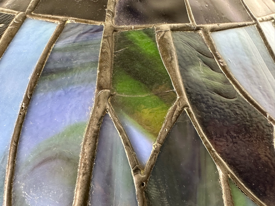 Stunning Stained Glass Dragonfly Tiffany Style Lamp Shade With Ornate Vintage Brass Metal Lamp Heavy 19W X 26H [Photo 20]