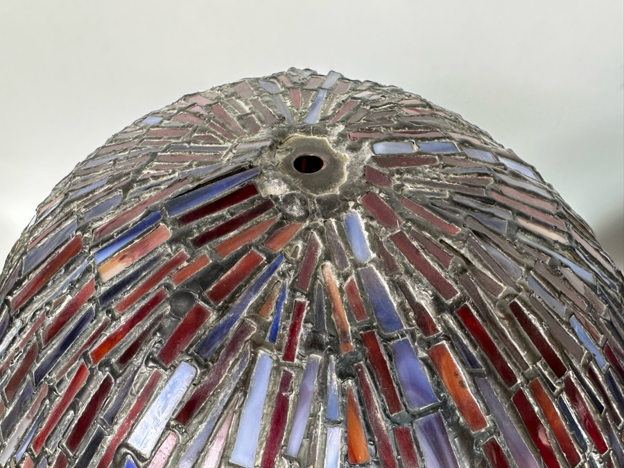 Matching Pair Of Beautiful Tiffany Style Stained Glass Lamp Shades 19W X 14H [Photo 15]