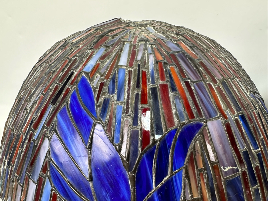 Matching Pair Of Beautiful Tiffany Style Stained Glass Lamp Shades 19W X 14H [Photo 6]