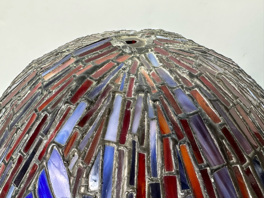 Matching Pair Of Beautiful Tiffany Style Stained Glass Lamp Shades 19W X 14H [Photo 5]