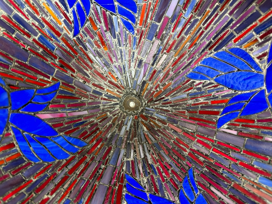 Matching Pair Of Beautiful Tiffany Style Stained Glass Lamp Shades 19W X 14H [Photo 19]