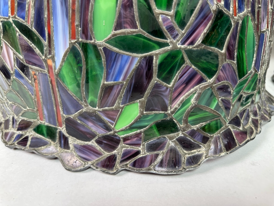 Matching Pair Of Beautiful Tiffany Style Stained Glass Lamp Shades 19W X 14H [Photo 9]