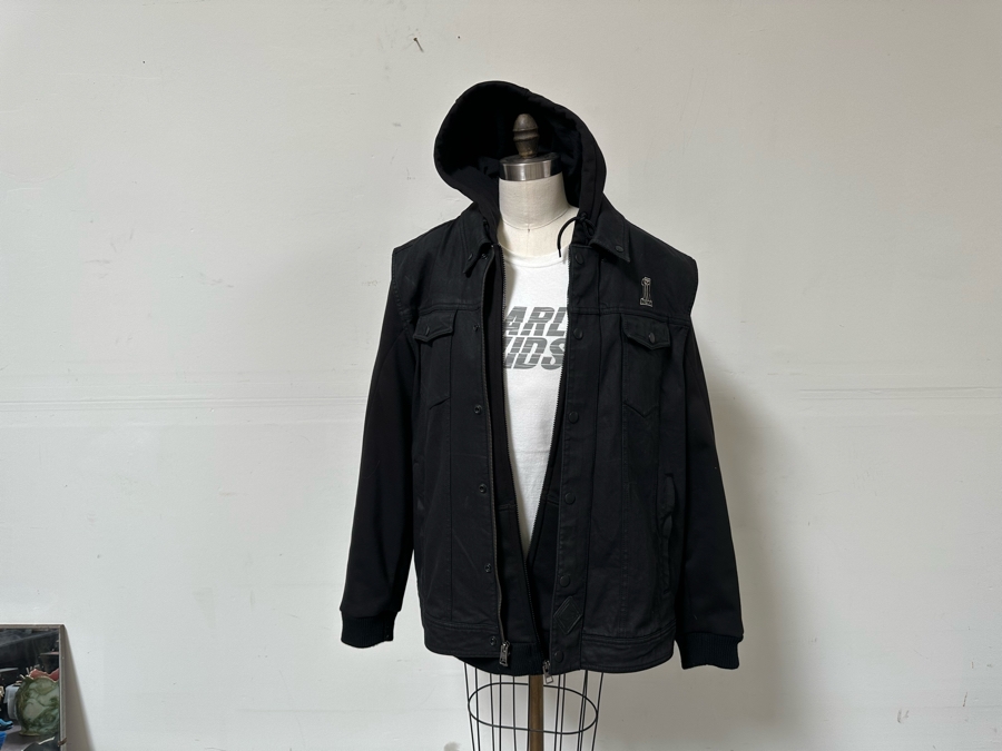 Harley-Davidson Black Denim Jacket 3XL Slim With Black Harley-Davidson Hoodie Jacket 3XL Slim [CR] [Photo 6]