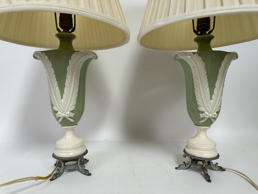 Pair Of Antique Porcelain Table Lamps 25H [Photo 4]