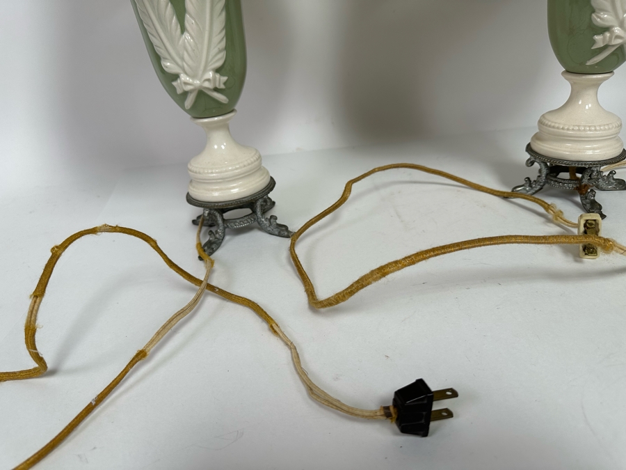Pair Of Antique Porcelain Table Lamps 25H [Photo 7]