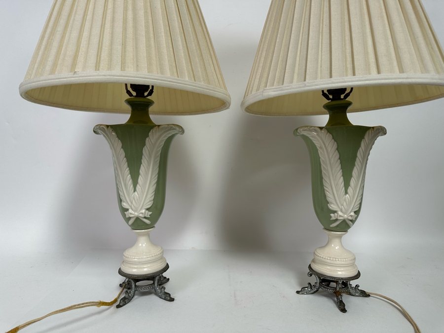 Pair Of Antique Porcelain Table Lamps 25H [Photo 2]