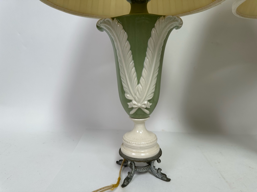 Pair Of Antique Porcelain Table Lamps 25H [Photo 5]