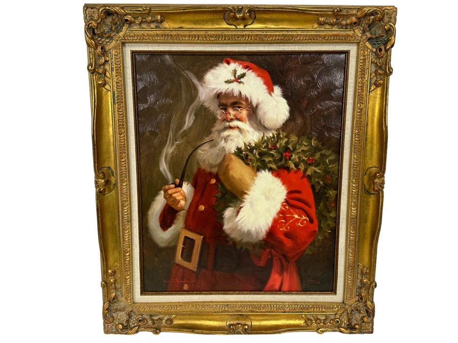 Tom Browning Hand Signed Limited Edition Christmas Santa Claus Canvas Print Titled 'Spirit Of Santa' Numbered 721 Of 750 20 X 24 Framed 27.5 X 32
