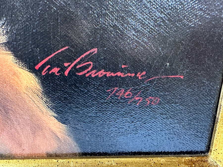 Tom Browning Hand Signed Limited Edition Christmas Santa Claus Canvas Print Titled 'Old Saint Nick' Numbered 746 Of 750 20 X 24 Framed 30 X 34 [Photo 14]