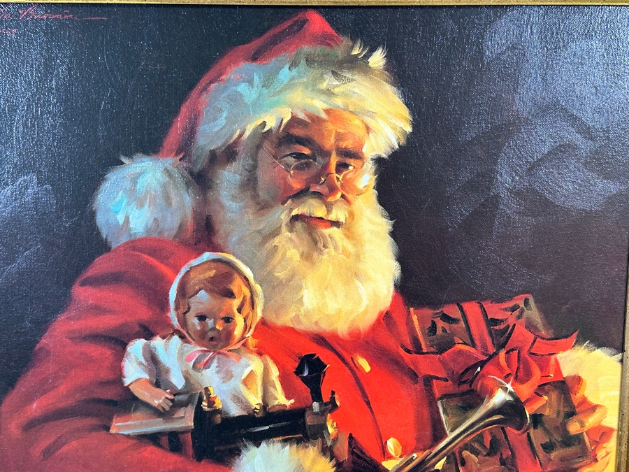 Tom Browning Hand Signed Limited Edition Christmas Santa Claus Canvas Print Titled 'Old Saint Nick' Numbered 746 Of 750 20 X 24 Framed 30 X 34 [Photo 8]