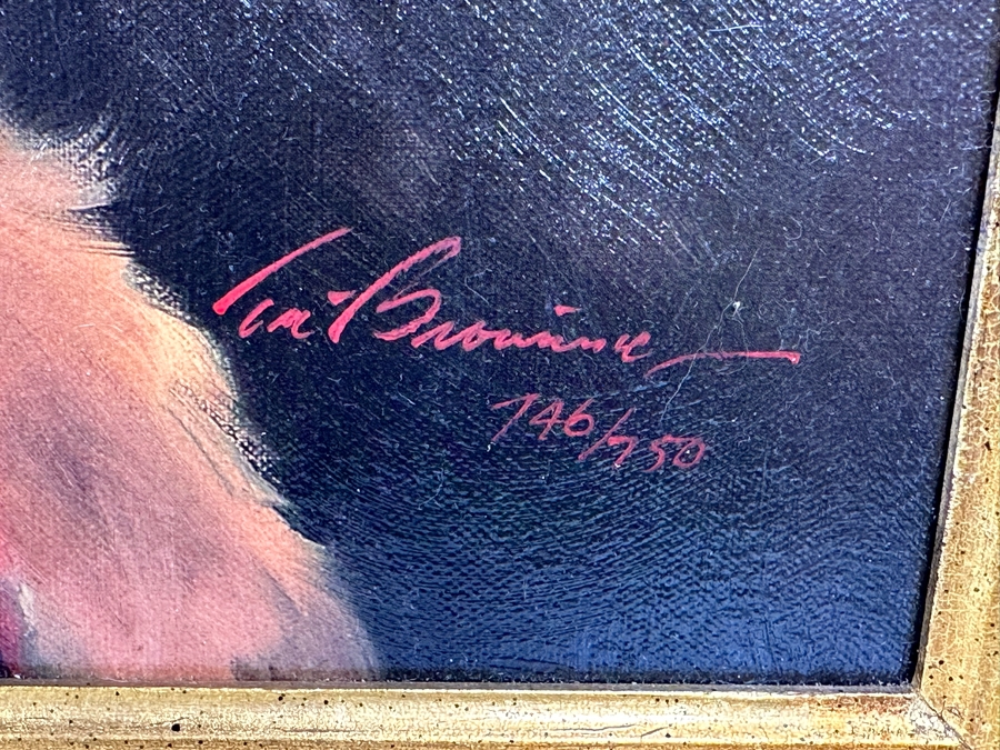 Tom Browning Hand Signed Limited Edition Christmas Santa Claus Canvas Print Titled 'Old Saint Nick' Numbered 746 Of 750 20 X 24 Framed 30 X 34 [Photo 11]