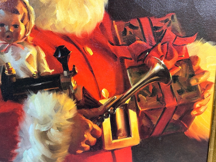 Tom Browning Hand Signed Limited Edition Christmas Santa Claus Canvas Print Titled 'Old Saint Nick' Numbered 746 Of 750 20 X 24 Framed 30 X 34 [Photo 10]