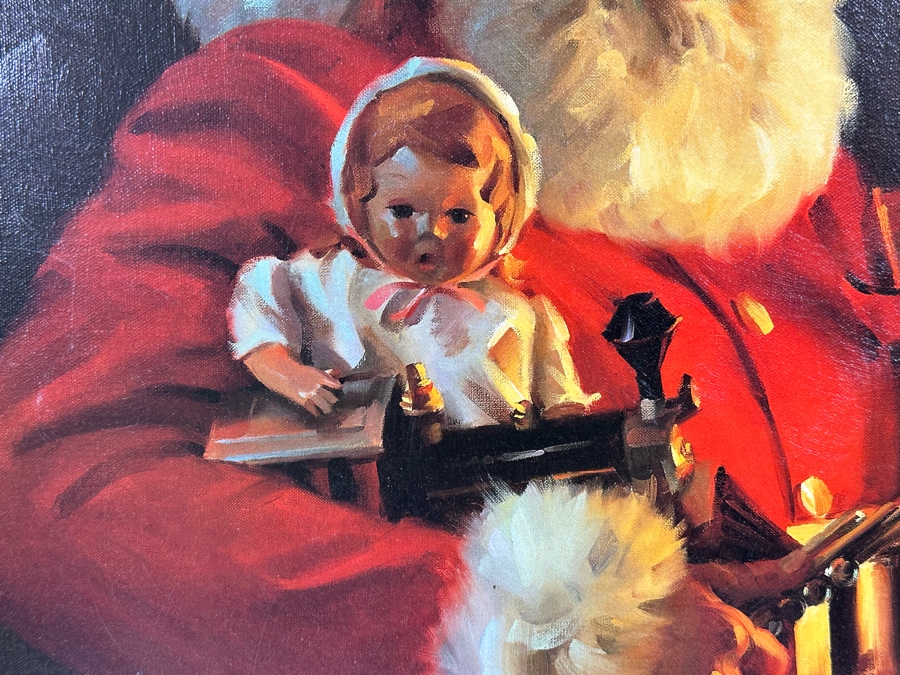 Tom Browning Hand Signed Limited Edition Christmas Santa Claus Canvas Print Titled 'Old Saint Nick' Numbered 746 Of 750 20 X 24 Framed 30 X 34 [Photo 9]