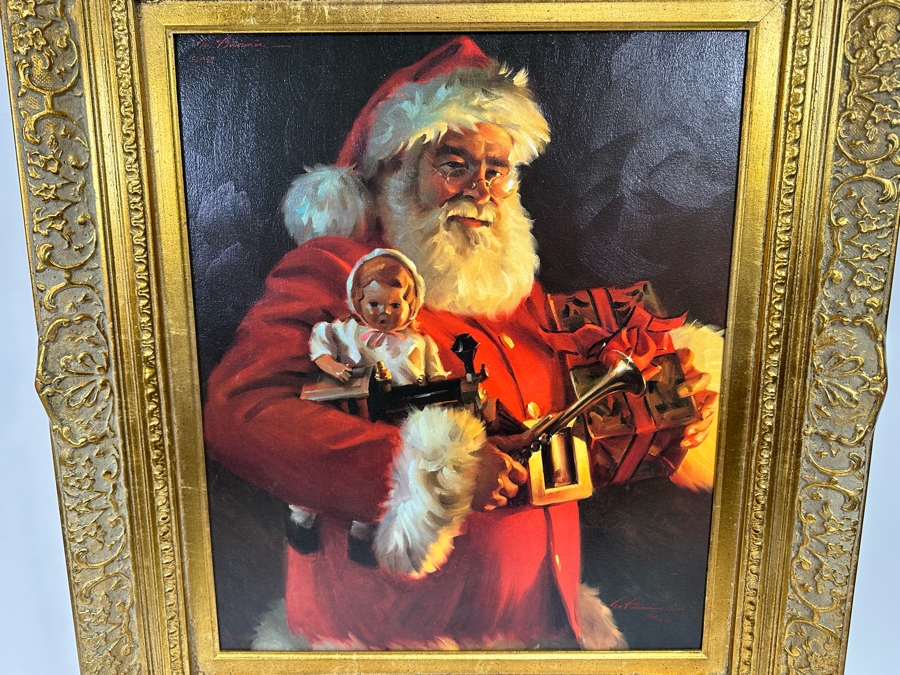 Tom Browning Hand Signed Limited Edition Christmas Santa Claus Canvas Print Titled 'Old Saint Nick' Numbered 746 Of 750 20 X 24 Framed 30 X 34 [Photo 5]