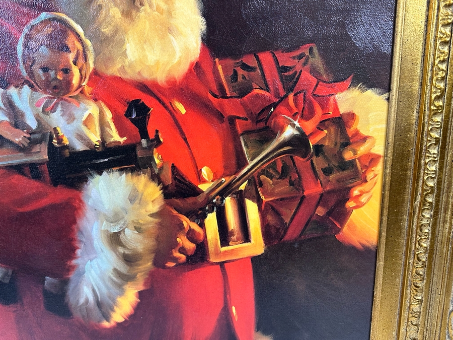 Tom Browning Hand Signed Limited Edition Christmas Santa Claus Canvas Print Titled 'Old Saint Nick' Numbered 746 Of 750 20 X 24 Framed 30 X 34 [Photo 13]