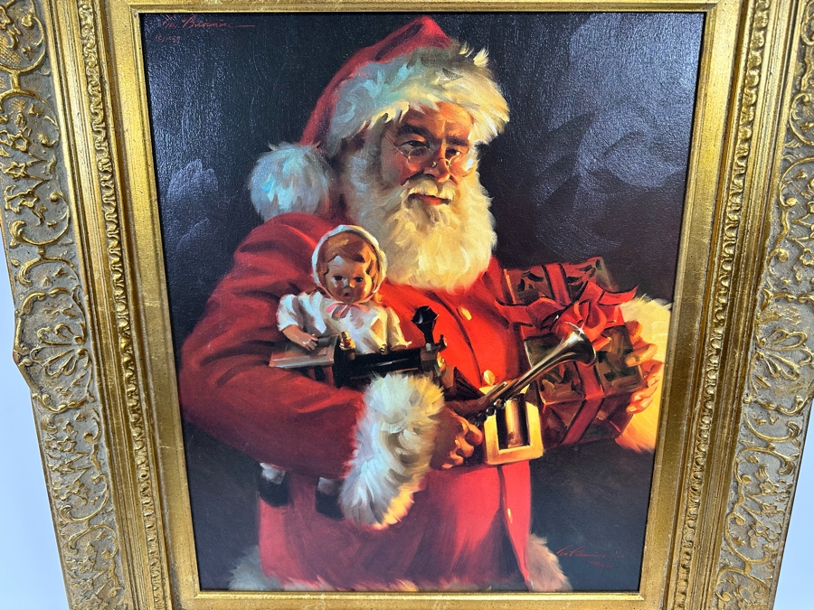 Tom Browning Hand Signed Limited Edition Christmas Santa Claus Canvas Print Titled 'Old Saint Nick' Numbered 746 Of 750 20 X 24 Framed 30 X 34 [Photo 12]