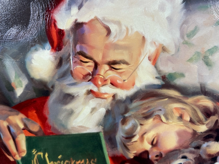 Tom Browning Hand Signed Limited Edition Christmas Santa Claus Canvas Print Titled 'Christmas Stories' Numbered 19 Of 750 24 X 20 Framed 31.5 X 28 [Photo 6]