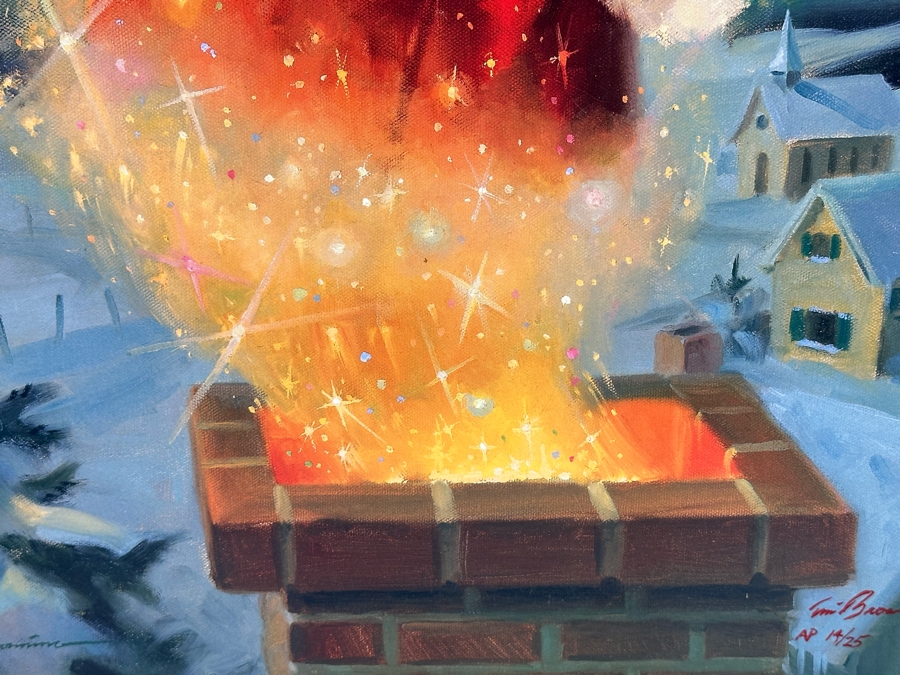 Tom Browning Hand Signed Limited Edition A/P Christmas Santa Claus Canvas Print Titled 'Magical Moment' Artist Proof Numbered 14 Of 25 20 X 24 Framed 30 X 34 [Photo 8]