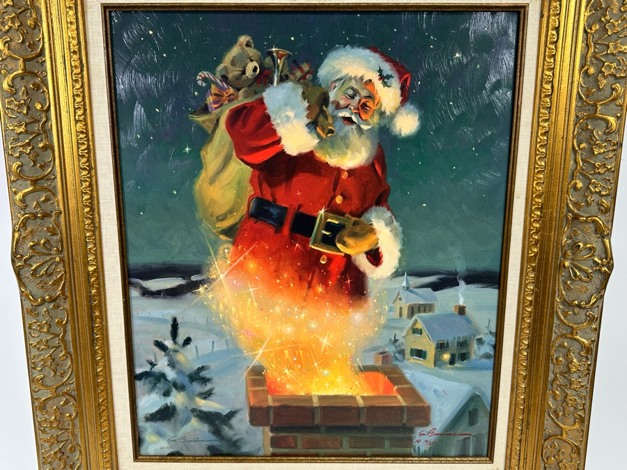 Tom Browning Hand Signed Limited Edition A/P Christmas Santa Claus Canvas Print Titled 'Magical Moment' Artist Proof Numbered 14 Of 25 20 X 24 Framed 30 X 34 [Photo 4]