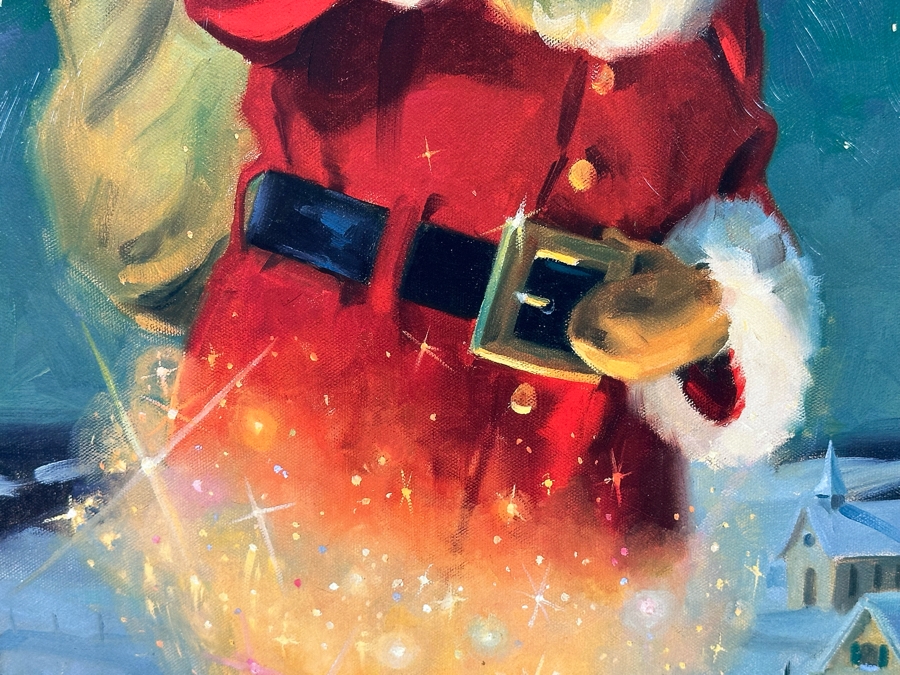 Tom Browning Hand Signed Limited Edition A/P Christmas Santa Claus Canvas Print Titled 'Magical Moment' Artist Proof Numbered 14 Of 25 20 X 24 Framed 30 X 34 [Photo 7]