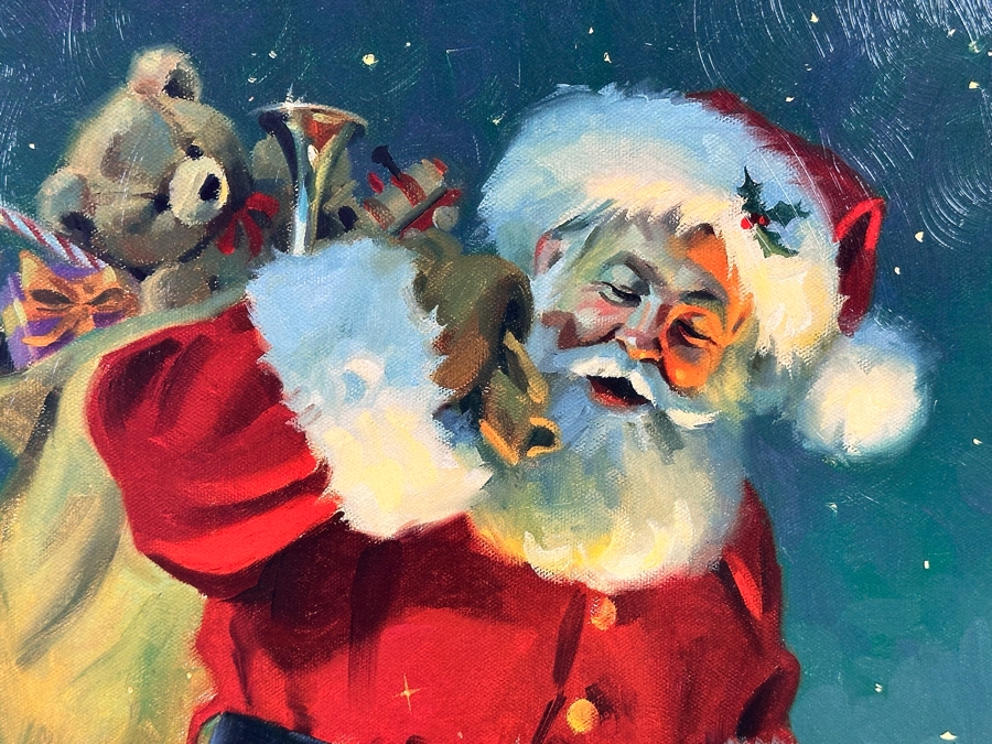 Tom Browning Hand Signed Limited Edition A/P Christmas Santa Claus Canvas Print Titled 'Magical Moment' Artist Proof Numbered 14 Of 25 20 X 24 Framed 30 X 34 [Photo 6]