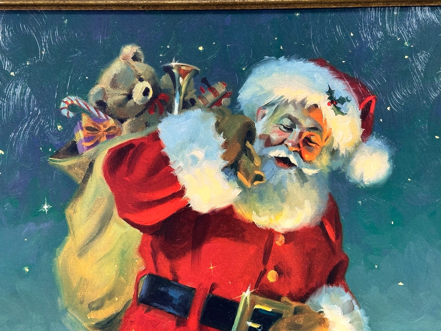 Tom Browning Hand Signed Limited Edition A/P Christmas Santa Claus Canvas Print Titled 'Magical Moment' Artist Proof Numbered 14 Of 25 20 X 24 Framed 30 X 34 [Photo 5]