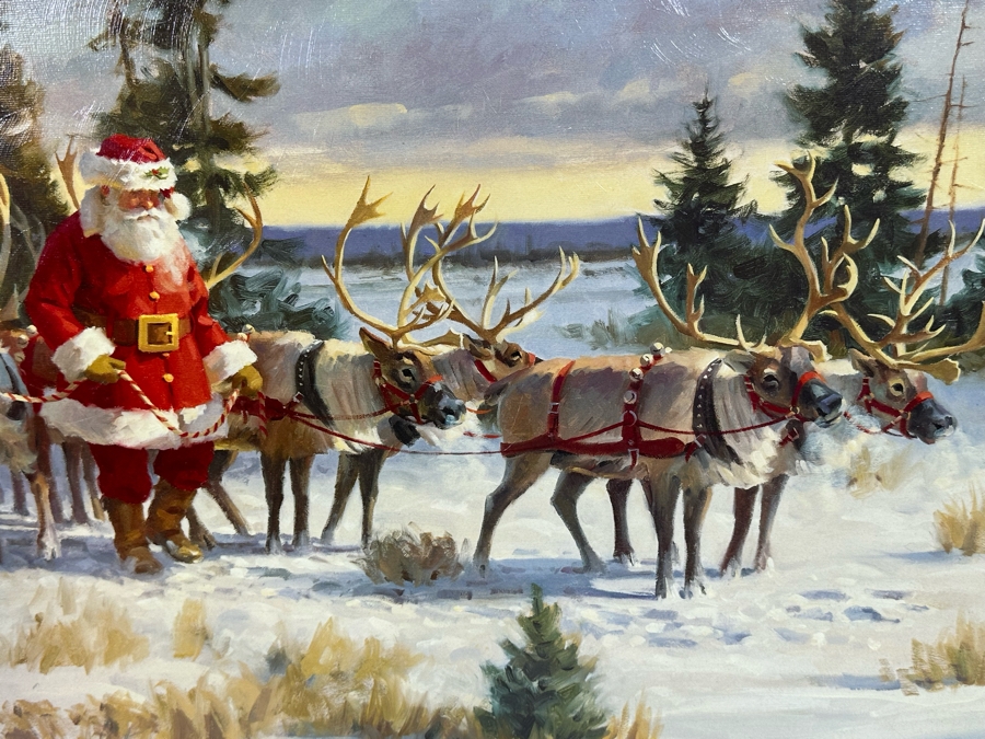 Tom Browning Hand Signed Limited Edition Christmas Santa Claus Canvas ...