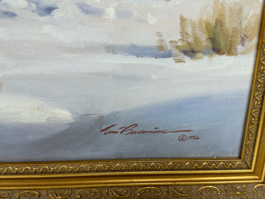 Tom Browning Hand Signed Limited Edition Christmas Santa Claus Canvas Print Titled 'Santa's Favorite Team' Numbered 208 Of 750 26 X 20 Framed 30 X 23.5 [Photo 8]