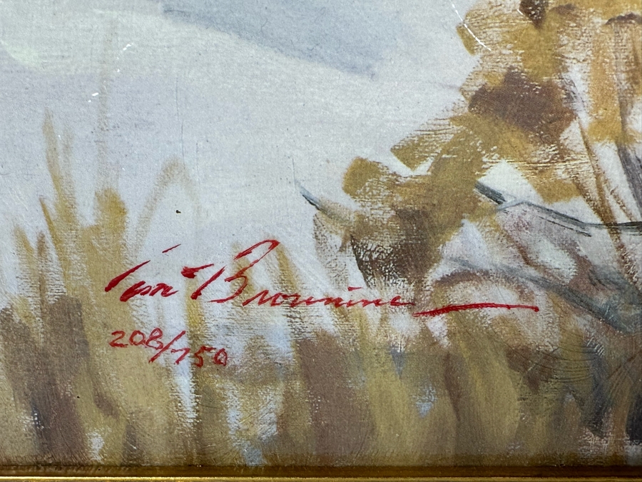 Tom Browning Hand Signed Limited Edition Christmas Santa Claus Canvas Print Titled 'Santa's Favorite Team' Numbered 208 Of 750 26 X 20 Framed 30 X 23.5 [Photo 9]