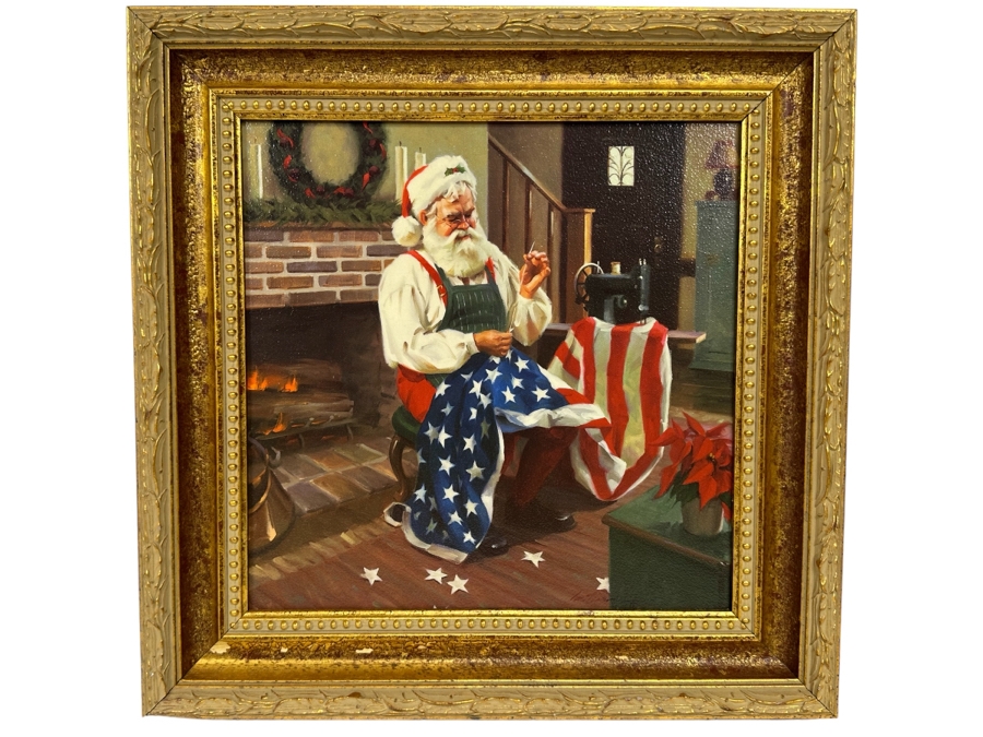 Tom Browning Christmas Santa Claus Canvas Print Titled 'A Gift To A Nation' 12 X 12 Framed 16 X 16 [Photo 1]