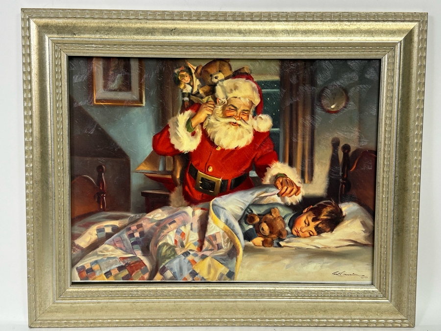 Tom Browning Christmas Santa Claus Canvas Print 16 X 11.5 Framed 20 X 16 [Photo 2]