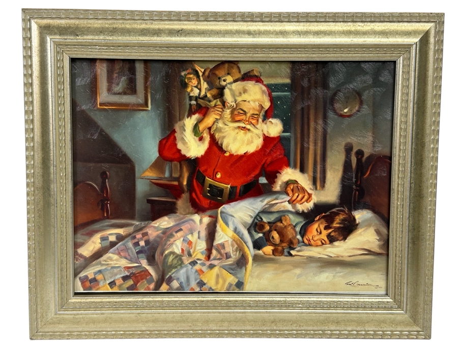 Tom Browning Christmas Santa Claus Canvas Print 16 X 11.5 Framed 20 X 16 [Photo 1]