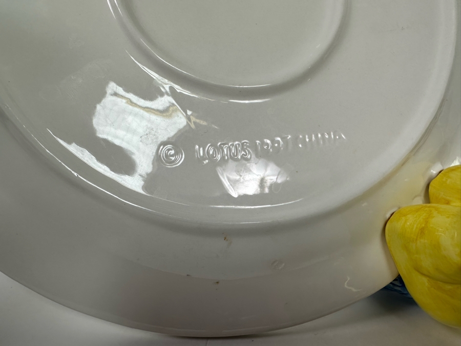 Vintage 1997 Lotus Handcrafted Footed Ceramic Cake Plate With Three People 15W [Photo 8]