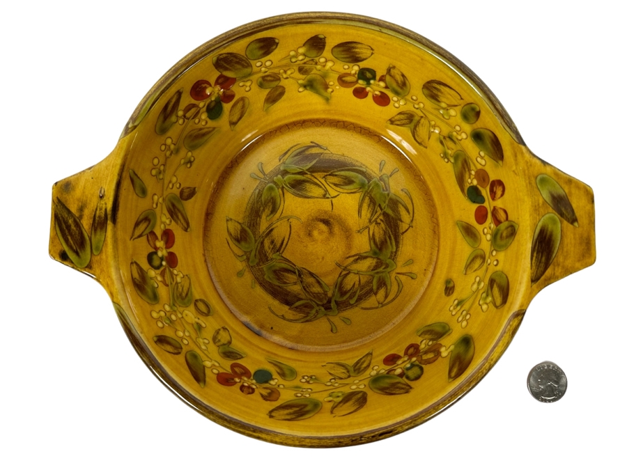 French Hand Painted Two Handled Dish By Jacques 10W X 8D X 3H [Photo 1]