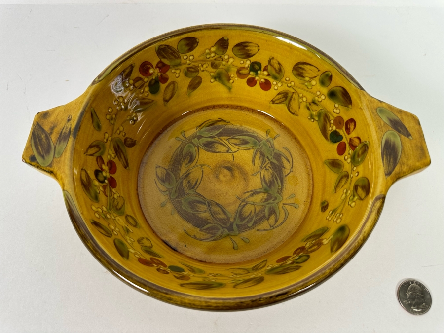 French Hand Painted Two Handled Dish By Jacques 10W X 8D X 3H [Photo 3]