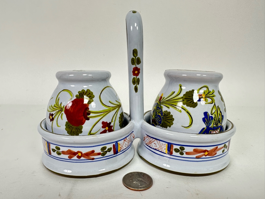 Italian Salt & Pepper Shakers With Carrier For Cottura 7W X 4D X 5H [Photo 2]
