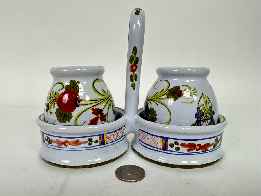 Italian Salt & Pepper Shakers With Carrier For Cottura 7W X 4D X 5H [Photo 4]