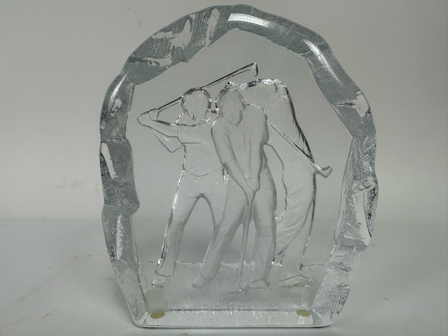 Signed Nybro Sweden Glass Golf Swing Paperweight 5W X 1D X 5.5H [Photo 3]