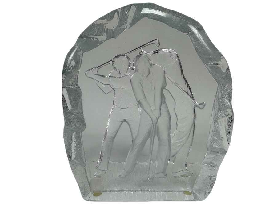 Signed Nybro Sweden Glass Golf Swing Paperweight 5W X 1D X 5.5H [Photo 1]