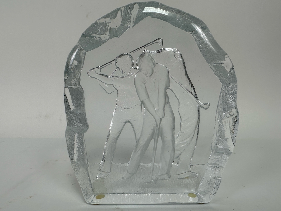 Signed Nybro Sweden Glass Golf Swing Paperweight 5W X 1D X 5.5H [Photo 2]