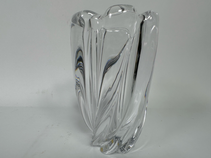 Signed Orrefors Handmade Vintage Swedish Art Glass Waterfall Vase 4.5W X 7H [Photo 3]