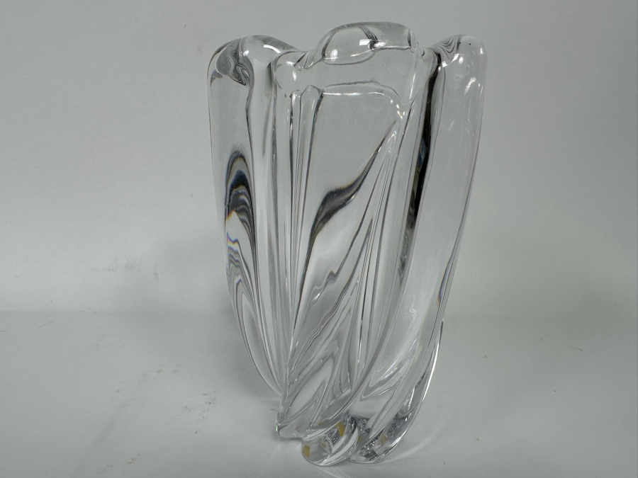 Signed Orrefors Handmade Vintage Swedish Art Glass Waterfall Vase 4.5W X 7H [Photo 2]
