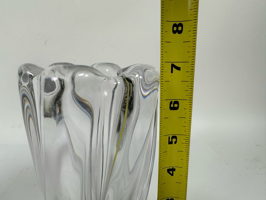 Signed Orrefors Handmade Vintage Swedish Art Glass Waterfall Vase 4.5W X 7H [Photo 10]