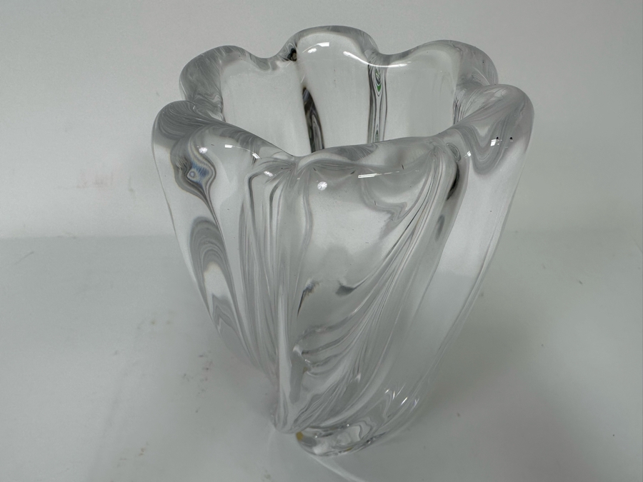 Signed Orrefors Handmade Vintage Swedish Art Glass Waterfall Vase 4.5W X 7H [Photo 4]