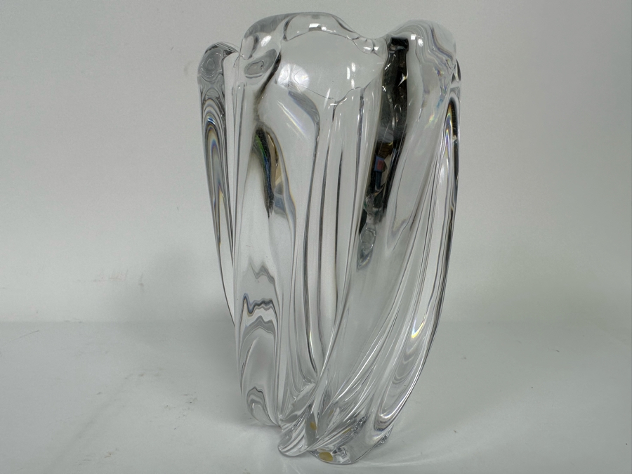 Signed Orrefors Handmade Vintage Swedish Art Glass Waterfall Vase 4.5W X 7H [Photo 5]