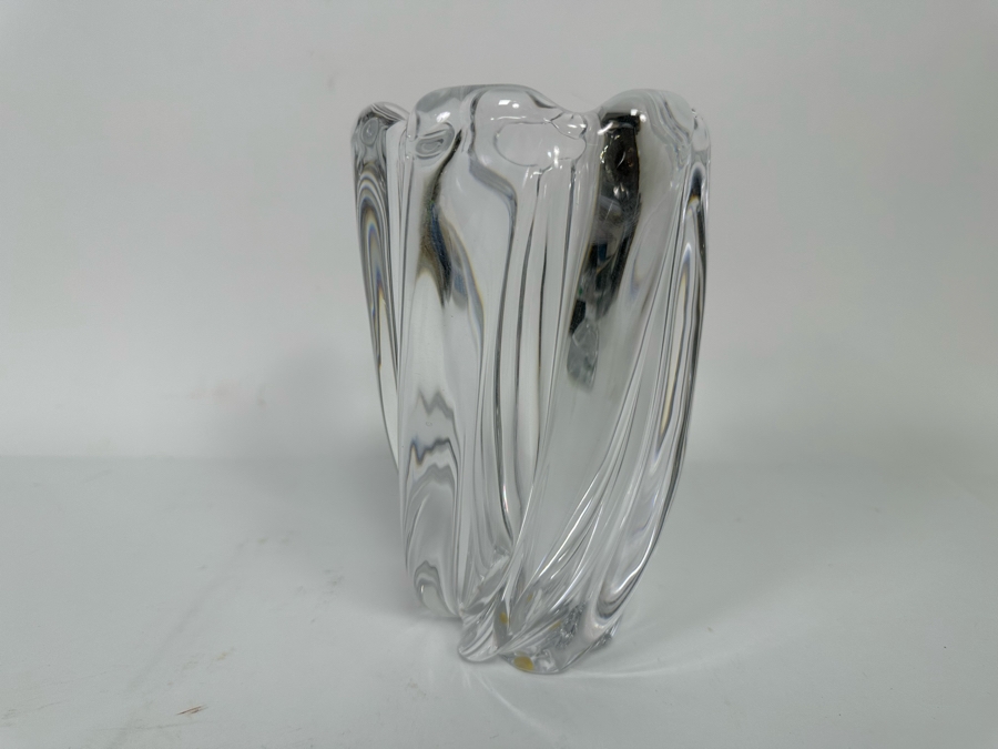 Signed Orrefors Handmade Vintage Swedish Art Glass Waterfall Vase 4.5W X 7H [Photo 6]