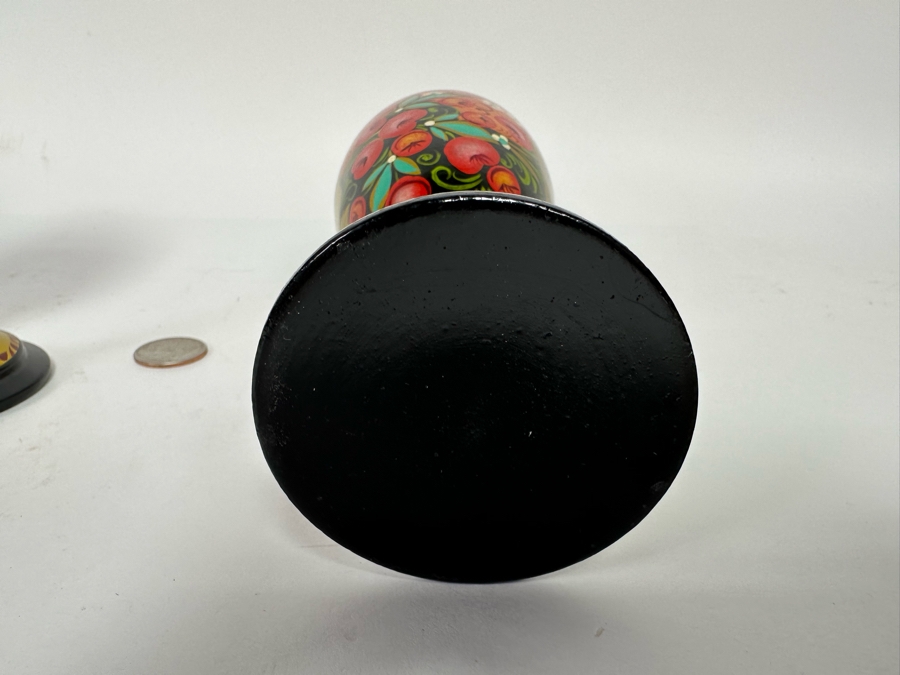 Pair Of Russian Hand Painted Wooden Goblets 6.5H [Photo 6]