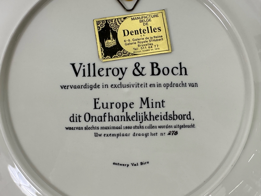 Villeroy & Boch Limited Edition Plate Eendracht Maakt Macht 1830-1980 10.25R [Photo 6]